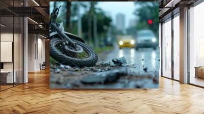 Road accident or motorcycle crash. Selective focus background and copy space Wall mural