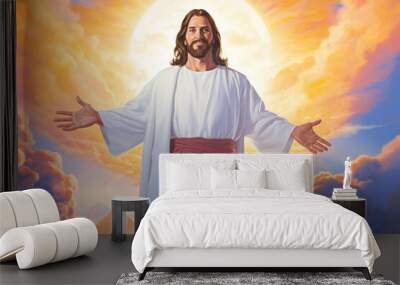 Second coming of Jesus Christ. Portrait with selective focus and copy space Wall mural