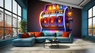 Slot machine 777 jackpot casino. Good luck concept. AI generated, human enhanced Wall mural