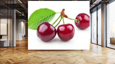 Sweet cherry or sour cherry. Background with selective focus and copy space Wall mural