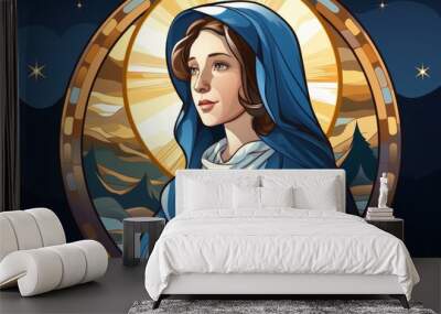 The Virgin Mary. Religious concept with selective focus and copy space Wall mural