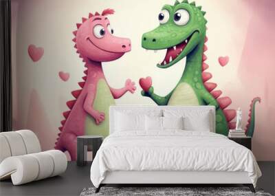 Two dragons in love. Background with selective focus Wall mural