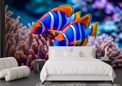 Very beautiful marine fish in their natural habitat. AI generated, human enhanced. Wall mural