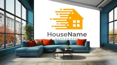 Fast House logo designs concept vector. Tech Home logo template Wall mural