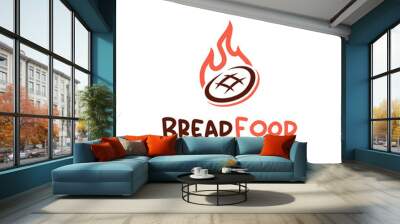 Fire bread logo vector template, Creative hot bread logo design concepts Wall mural