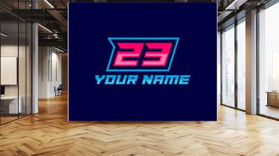 Numbers set logos with fast speed lines. Vector sport style typeface for sportswear, sports club. Wall mural