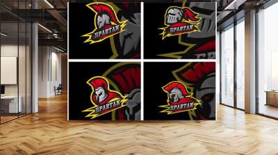 Set of Spartan warrior logo design vector illustration. Warriors sport team logo design. Wall mural