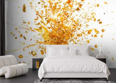 A gold explosion with gold flakes and shards of gold Wall mural