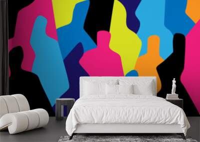 internet people social network abstract vector illustration , group of people multicolored silhouettes Wall mural