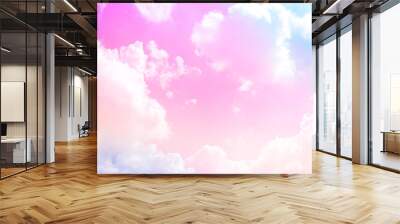 beauty sweet pastel pink blue colorful with fluffy clouds on sky. multi color rainbow image. abstract fantasy growing light Wall mural