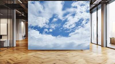 blue sky high shape outdoor group of white clouds background in summer gradient light beauty background. beautiful bright abstract cloud and calm fresh wind air Wall mural