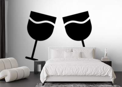 Clinking glasses icon thin line illustration Wall mural