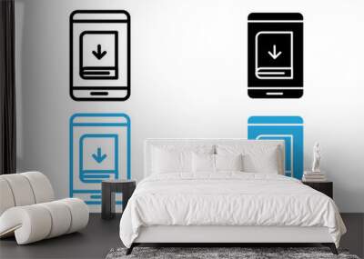 E book download icon black and white vector outline sign Wall mural