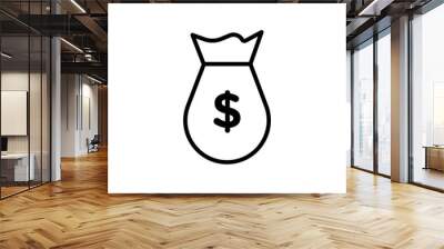 Money bag icon Flat art illustration in outline Wall mural