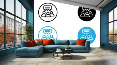 User Engagement icon black and white vector outline sign Wall mural