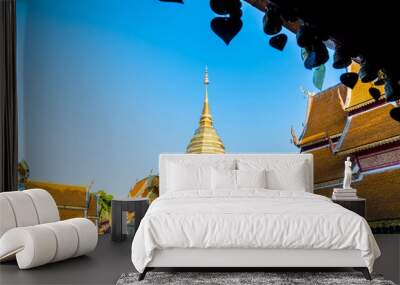 Beautiful architecture at Wat Phra That Doi Suthep in Chiang Mai Wall mural