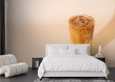 caramel macchiato coffee in glass Wall mural