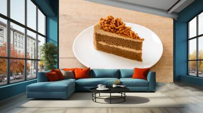 coffee almonds cake on plate Wall mural