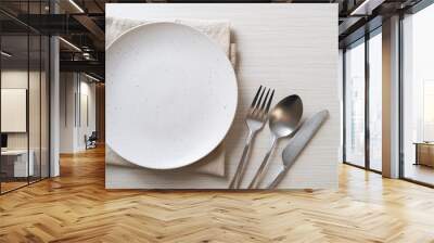 empty plate or dish with knife, fork and spoon Wall mural