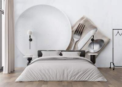 empty plate spoon fork and knife Wall mural