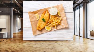 fish and chips with french fries Wall mural