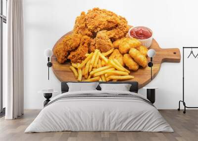 fried chicken with french fries and nuggets meal (junk food and unhealthy food) Wall mural