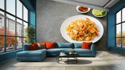 fried shrimps fried rice on plate Wall mural