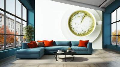 hot green tea latte cup Wall mural