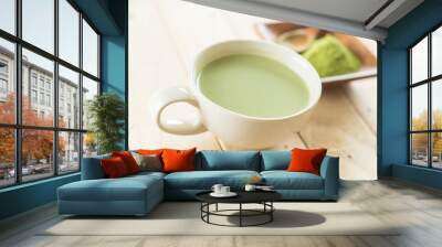 hot matcha latte Wall mural