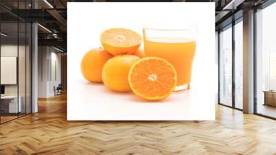 orange juice with orange on white background Wall mural