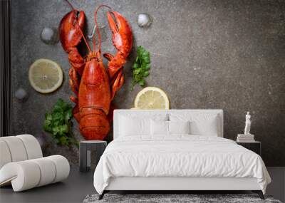 red lobster with ice and lemon Wall mural