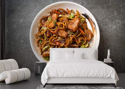 stir-fried yakisoba noodle with pork Wall mural