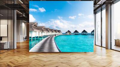 tropical Maldives resort hotel and island with beach and sea for holiday vacation concept Wall mural