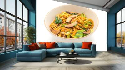 yakisoba noodles stir-fried with vegetable - vegan and vegetarian food Wall mural