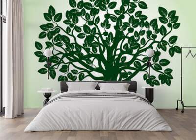 Green Apple Tree. Vector Illustration. Wall mural