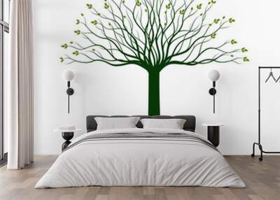 Green spring Tree on white background. Vector Illustration. Wall mural