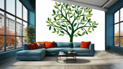 Green Spring Tree. Vector Illustration. Wall mural