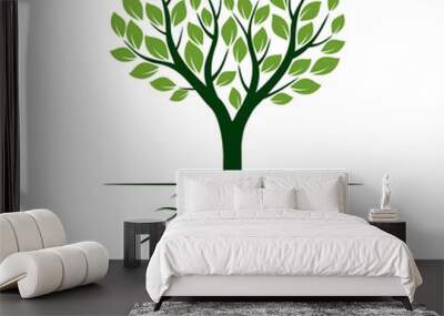 Green tree and Roots. Vector Illustration. Wall mural