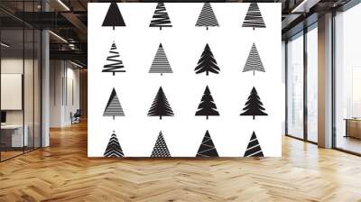 Set of Black Christmas Trees. Vector Illustrations. Wall mural