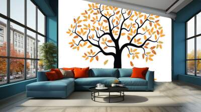 Vector Autumn Oak Tree Wall mural