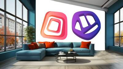 Abstract Glossy Shapes Set, Colorful Geometric Shapes Vector Illustration Wall mural