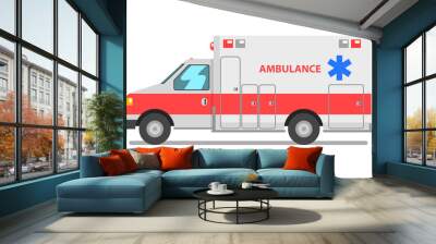 Ambulance car, emergency medical service vehicle vector Illustration on a white background Wall mural