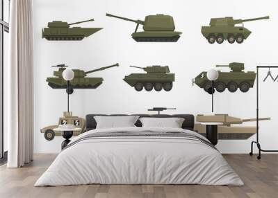 Armored army vehicles set, military heavy, special transport vector Illustrations on a white background Wall mural