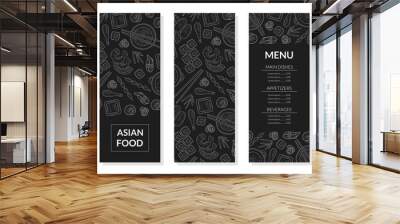 Asian Food Menu Template, Main Dishes, Appetizers, Beverages of Japanese Cuisine, Restaurant or Cafe Menu Design Element Vector Illustration Wall mural