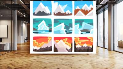 beautiful mountain landscapes set in different times of day Wall mural