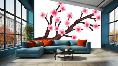 branch of blooming pink sakura flowers as asian seasonal plant blossom Wall mural