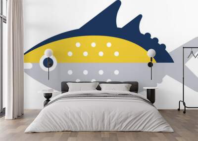 Bright Tuna Fish as Seafood and Aquatic Species Depicted in Flat Style Wall mural