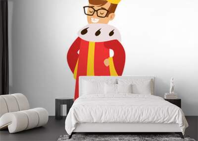 Cute little boy dressed as a king. Colorful cartoon character vector Illustration Wall mural