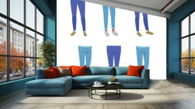 Different views of male and female legs in jeans set. Body parts for character creation, constructor for animation cartoon vector illustration Wall mural