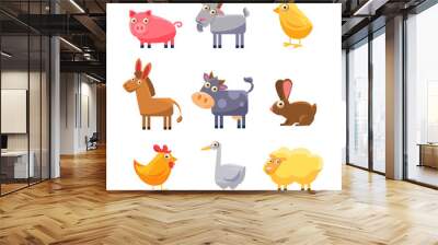 Farm Animal Collection. Vector Illustration Set Wall mural